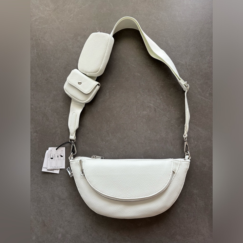 Sondra Roberts White Minimalist Crossbody Bag